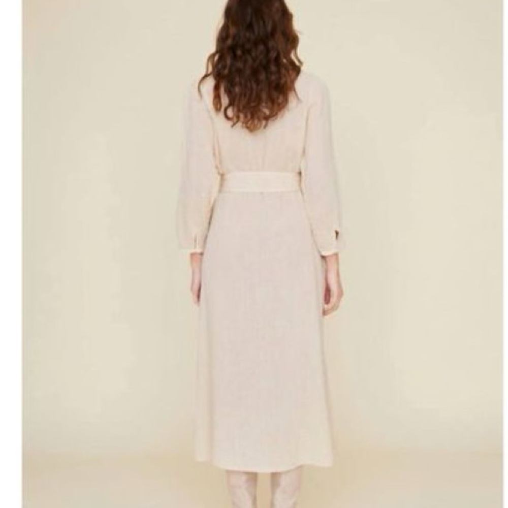 XIRENA Faith Henley Button Down Belted Dress in Oat Cream Color Size Small - Picture 2 of 16